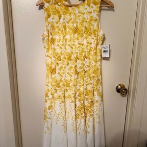 Yellow and white floral casual dress